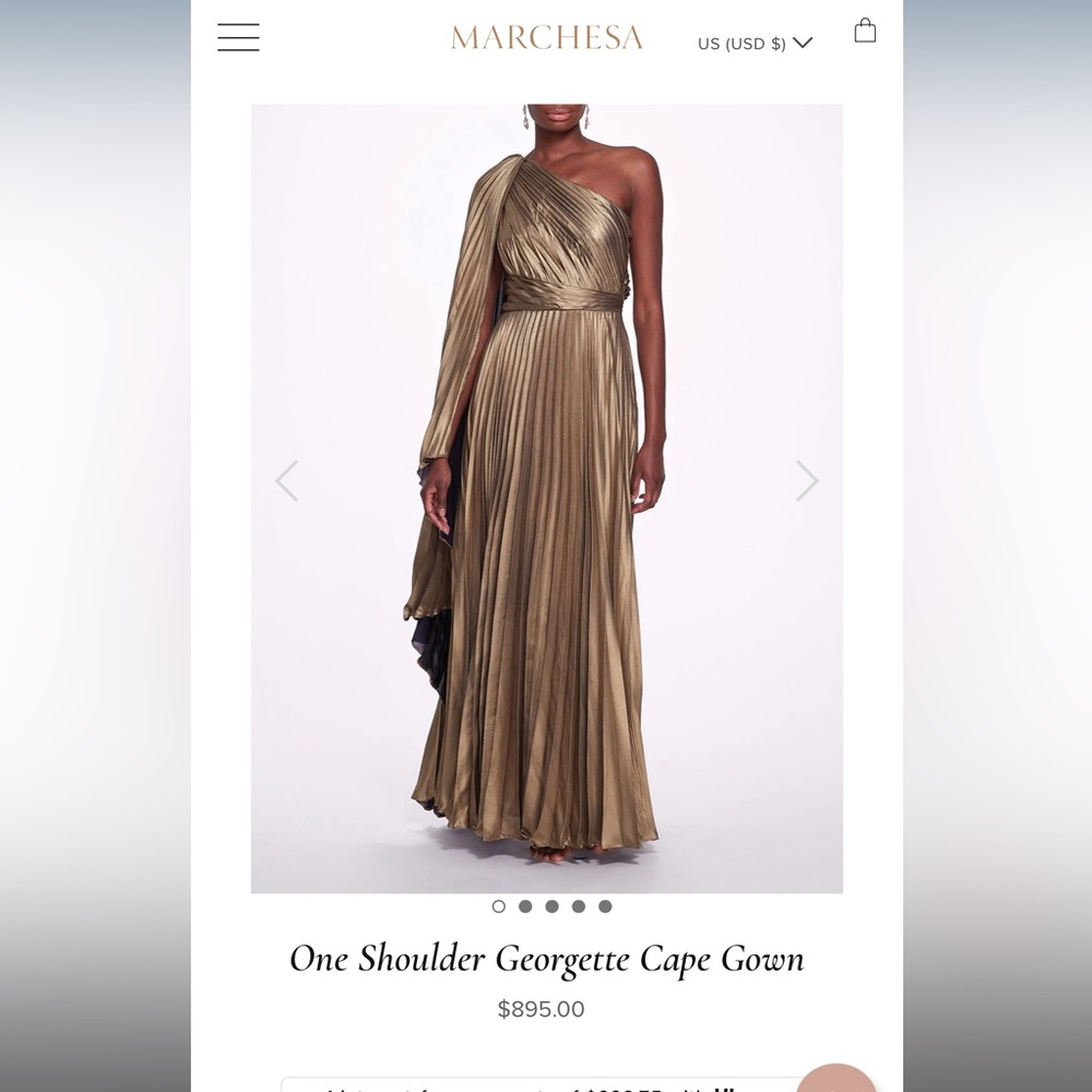 Marchesa Notte One Shoulder Georgette Cape Gown